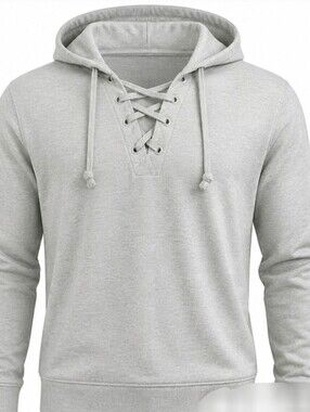 Light Gray Lace-Up Hooded Ladie's Sweater
